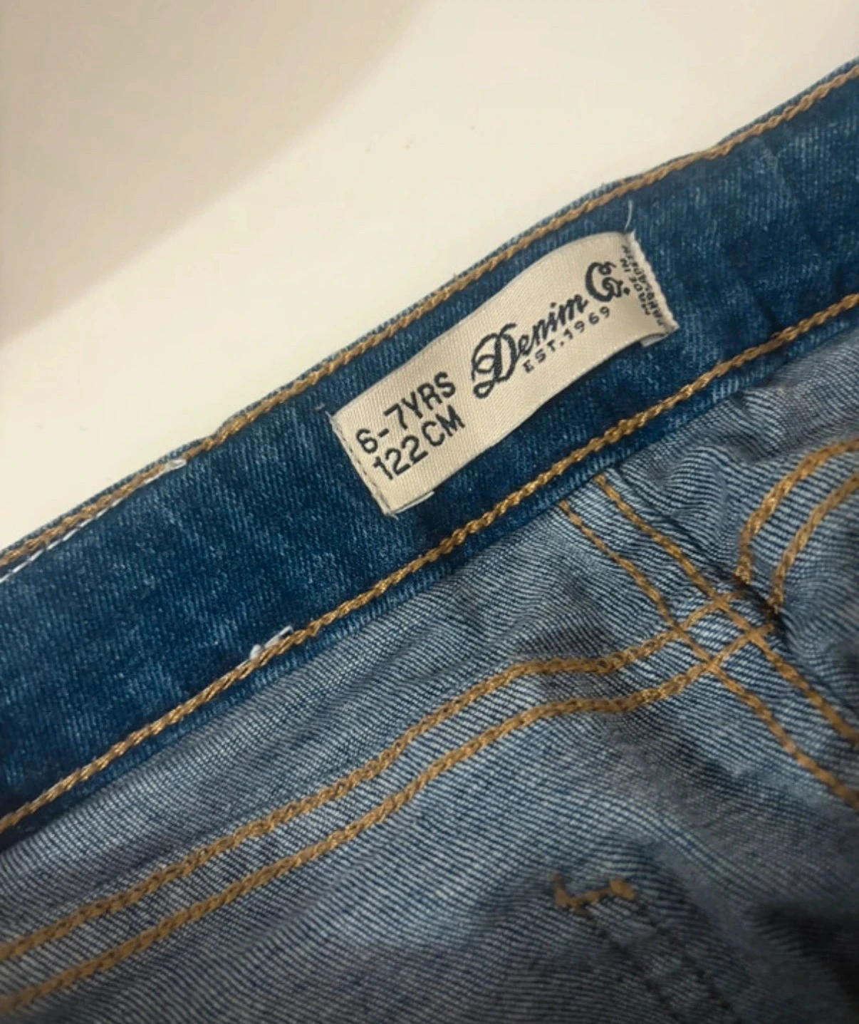 Falda de mezclilla abotonada azul de Denim Co talla 6-7 años con bolsillos y cintura ajustable – photo 6